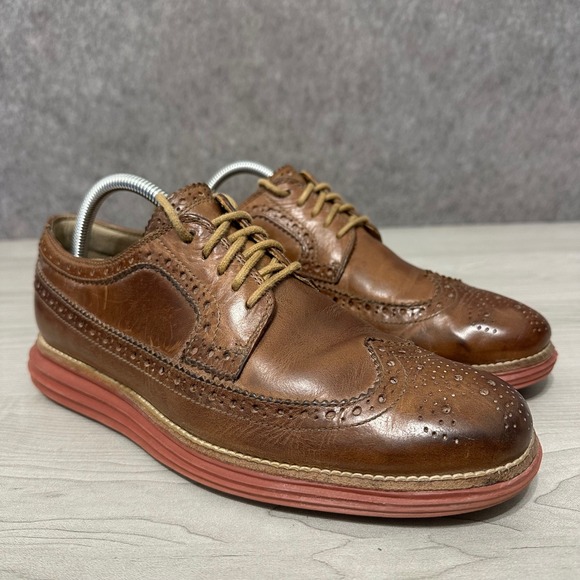 Cole Haan Lunargrand Wingtip Oxfords Mens 8 Brown Red Sole Leather Brogue main image 10